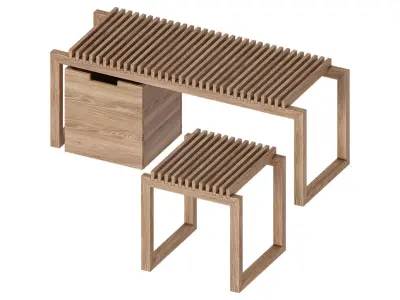 Cutter Bench Stool Design by Niels Hvass 3D model