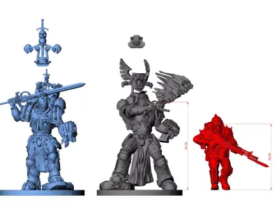 Steel Sanctifier 10 Sgt - Sci-Fi Miniature STL -15 Modular Parts 3D print model