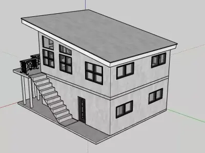 Modern Double-Story House with Garage Workshop SketchUp AutoCAD Free 3D model