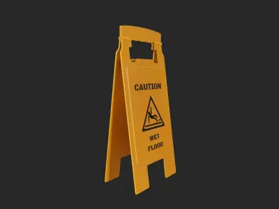 Wet Floor Sign for Game Ready Low-poly 3D model
