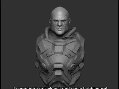 Marine bust of man in armor 3D print model