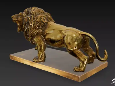 Lion Statue V50 Low-poly 3D model