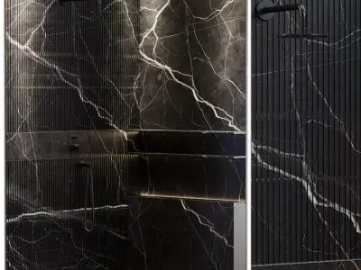 Corner shower cabin 07 corona  Low-poly 3D model