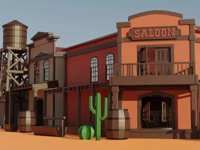 Low Poly Wild West 3D Model Pack Low-poly 3D model