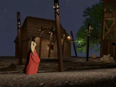 Village exterior  Low-poly 3D model