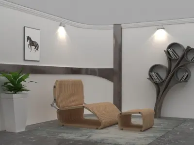 3d interior scene Low-poly 3D model