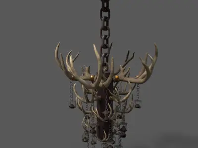 Large Antler Chandelier Free low-poly 3D model