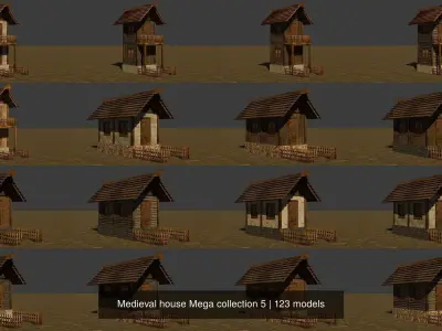 Medieval house Mega collection 5 3D Model Pack