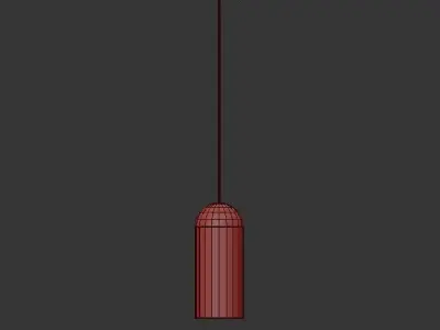 Finer three wooden pendant lights with clear glass shade 3D model