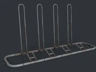 Bike Rack 8 PBR Game Ready Low-poly 3D model