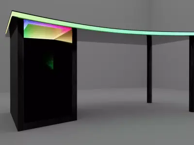 Black wooden gaming table with RGB lights Free 3D model