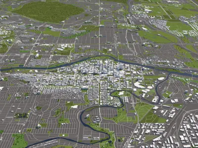 Calgary Canada 50x50km 3D City Map 3D model