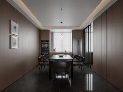 Modern living room dining room scene 3D model