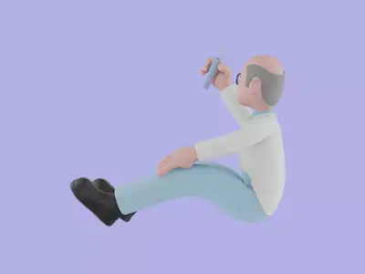 Stylized 3D Male Scientist Character - Cartoon Shocked Analysis 3D model