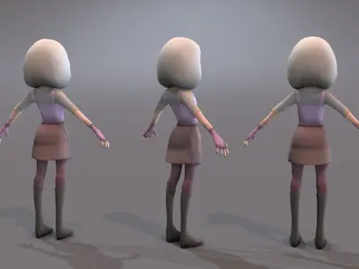 teen with white hair Low-poly 3D model
