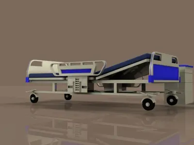 Hospital bed and Cabinet 3D model