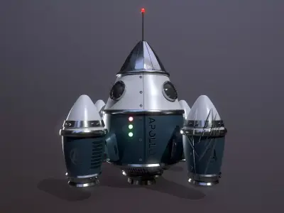 Stylized rocket Low-poly 3D model purchase
