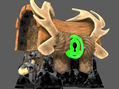 Personalized Deer Horn Treasure Chest Low-poly 3D model