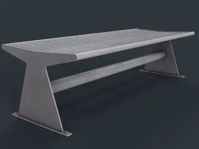 Metal Modern Bench 35 PBR Game Ready Low-poly 3D model