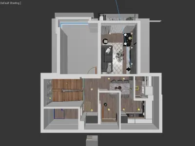 Modern Kitchen  Living Room 3D model