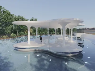 Modern Church House Low-poly 3D model