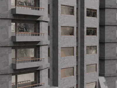 Brutalist style building 3D model