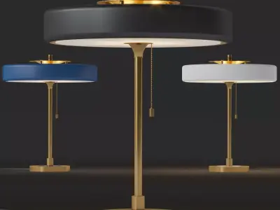 REVOLVE set three table lamps in gold 3D model