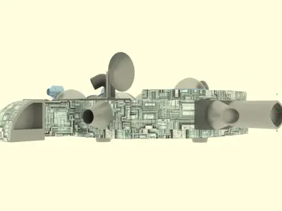 Zenit - C Spaceship  Low-poly 3D model