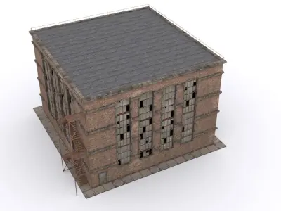Old brick workshop Low-poly 3D model