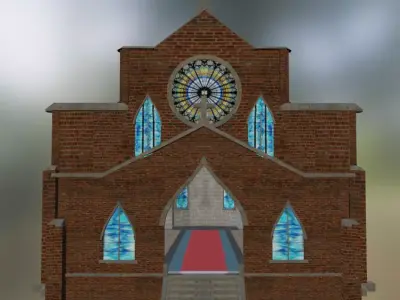 Church with stained glass windows 3D model