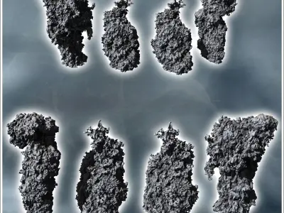 Set four explosions with smoke plume 6 - Modern WW2 WW1 World Wa 3D print model