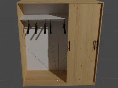 Clothing Wardrobe with sliding doors Low-poly 3D model