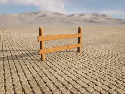 Meadow wooden barrier Low-poly 3D model