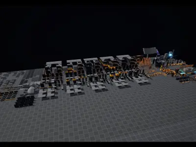 Modular Scifi Base pack all colors customizable Low-poly 3D model