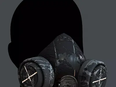 Gas mask helmet 3d model scifi Low-poly Low-poly 3D model Low-poly 3D model 42