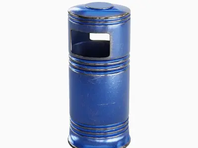 Metal Street Trash Bin 06 Low-poly 3D model