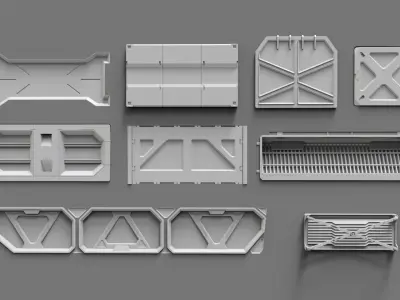 Sci fi trim sheets 3 3D model