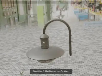 Street Light -7- Matt Black Version  3D Model Pack