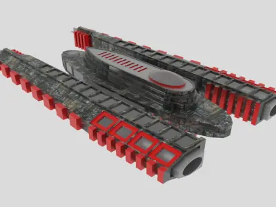 Es-1000 Spaceship  Low-poly 3D model