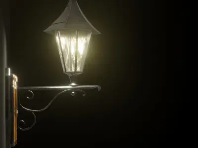 Medieval Street Lamp Low-poly 3D model