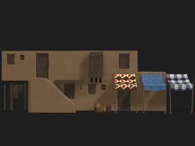 Desert 3D wall assets Low-poly 3D model