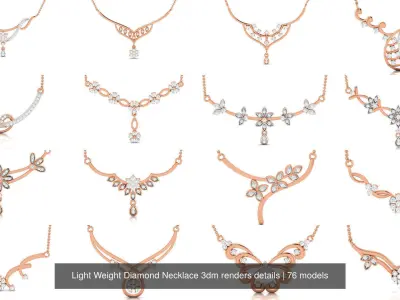 76 Light Weight Diamond Necklace 3dm renders details 3D Model Pack