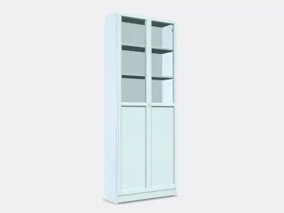 BILLY  OXBERG Bookcase with panelglass doors Low-poly 3D model
