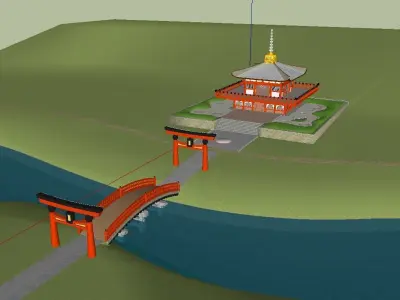 Japanese Temple Set 3D model