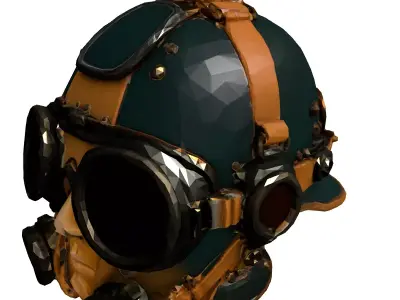 Steampunk Aviator Helmet with Mask Low-poly 3D model