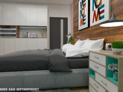Master bedroom interior scene 3D model