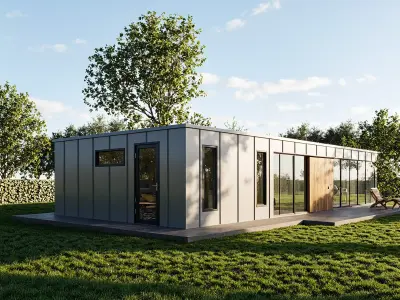 Modern Prefab Tiny House 3D Model SKP OBJ FBX IFC GLB 3D model