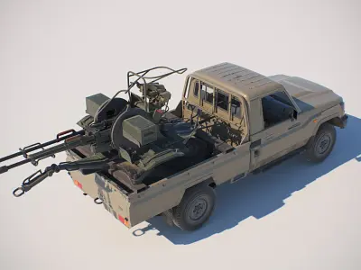  Militant Truck with anti-aircraft autocannon ZU-23 terrorist truck 
