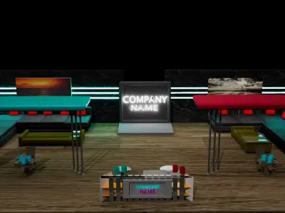 Exhibition Lounge  Event Booth Interior 3D Model 3D model