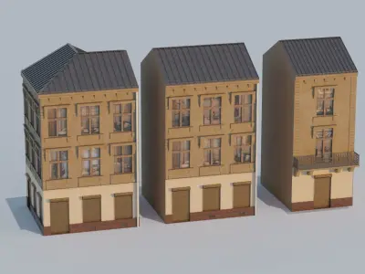 Building modular european old id 1 Low-poly 3D model
